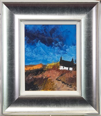 Lot 523 - LANDSCAPE WITH COTTAGE, AN OIL BY GEORGE SOMERVILLE