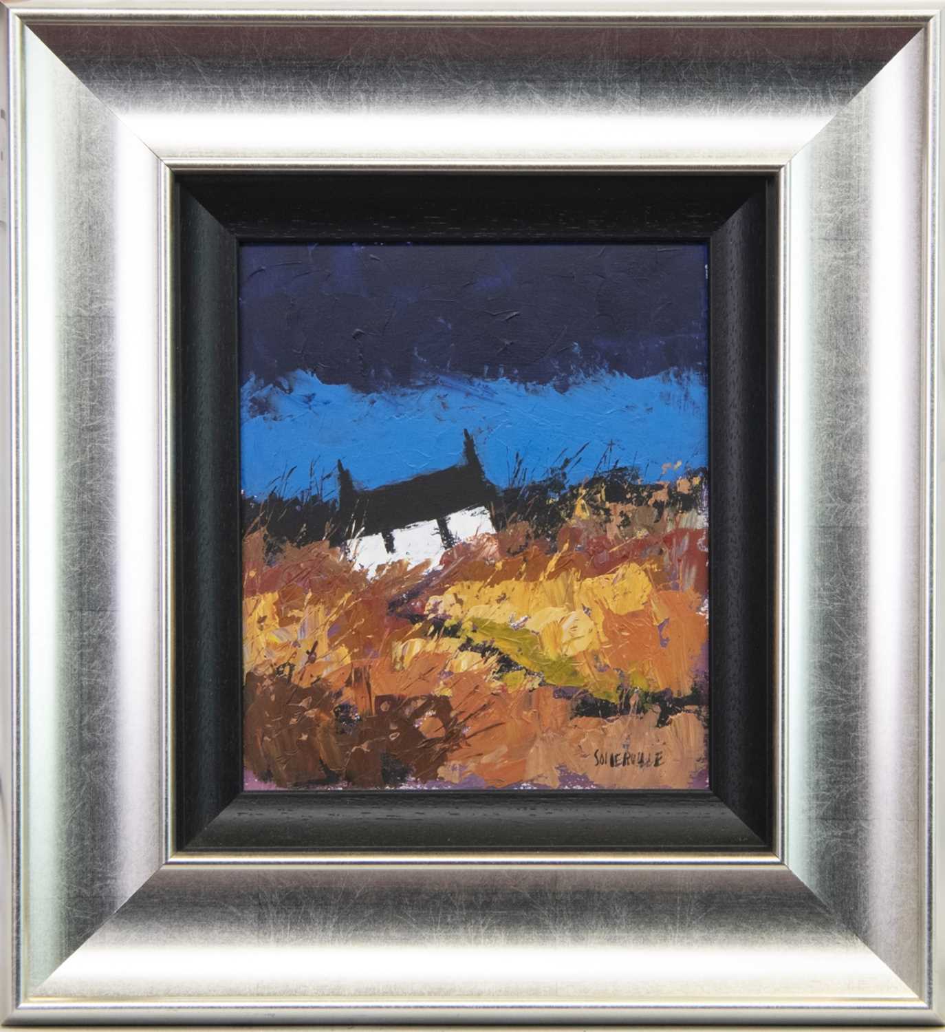 Lot 553 - AUTUMNAL CROFT, AN OIL BY GEORGE SOMERVILLE