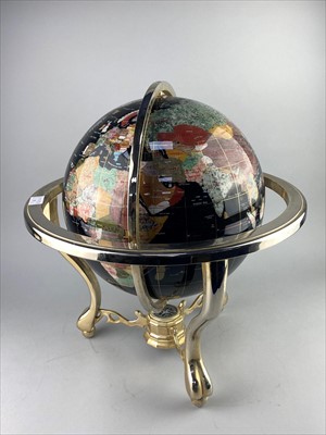 Lot 51 - A REPRODUCTION WALL MOUNTED PHONE AND A TABLE GLOBE MOUNTED IN A METAL STAND