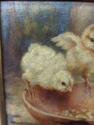 Lot 8 - CHICKS, AN OIL BY LUCY ANN LEAVERS