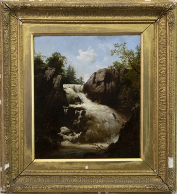 Lot 11 - WATERFALL IN A FOREST, AN OIL BY JAMES BURRELL SMITH