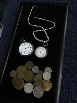 Lot 166 - A LOT OF TWO SILVER WATCHES AND JEWELLERY