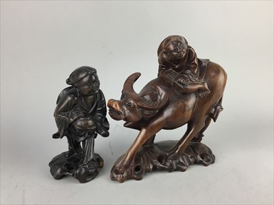 Lot 117 - A LOT OF TWO CHINESE CARVED WOOD FIGURES