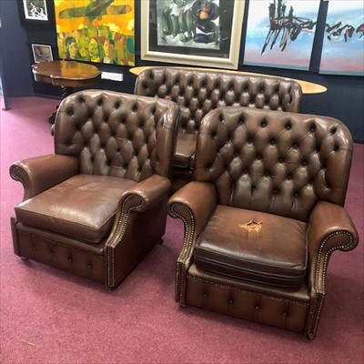 Lot 261 - A CHESTERFIELD THREE PIECE SUITE