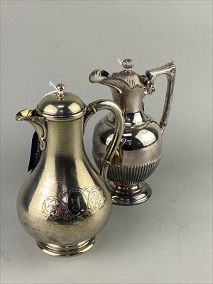 Lot 115 - A LOT OF TWO VICTORIAN PLATED WINE JUGS