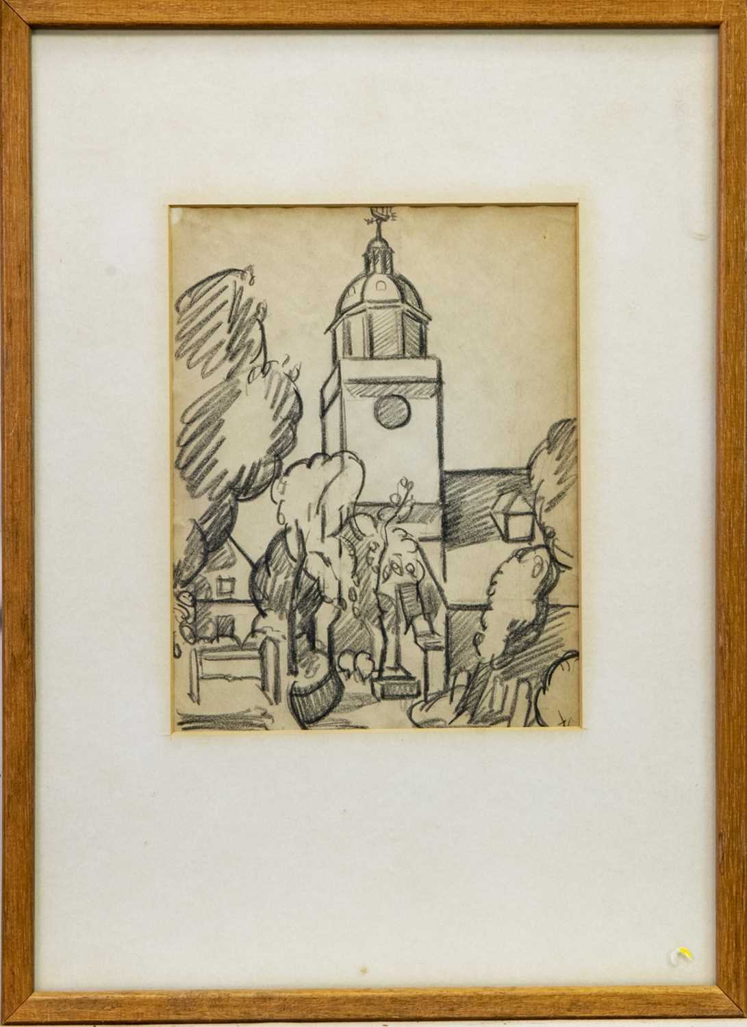Lot 26 - DOMED BUILDING, SOUTH OF FRANCE, A PENCIL SKETCH BY MARGARET MORRIS