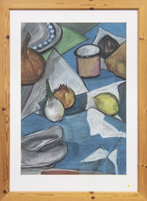 Lot 235 - STILL LIFE OF VEGETABLES, A PASTEL BY A KEILER