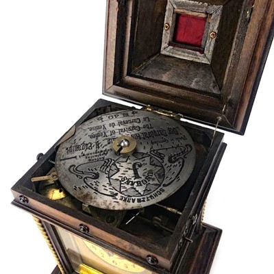 Lot 1113 - A RARE 19TH CENTURY SYMPHONIUM DISC BRACKET CLOCK BY JUNGHANS