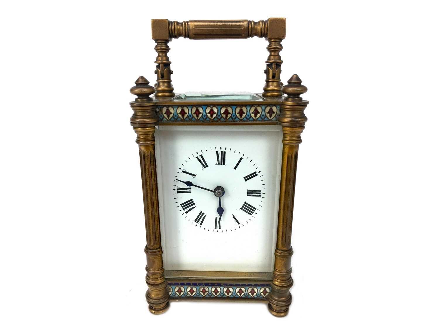 Lot 1120 - A LATE 19TH CENTURY BRASS CARRIAGE CLOCK