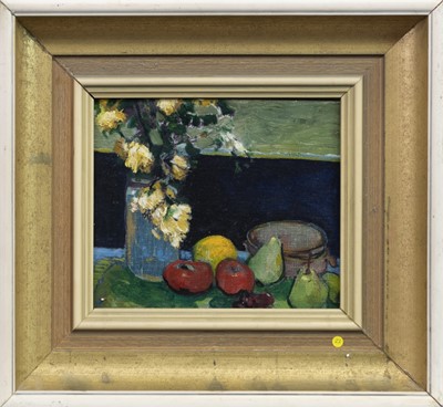 Lot 17 - STILL LIFE WITH FRUIT AND FLOWERS, AN OIL