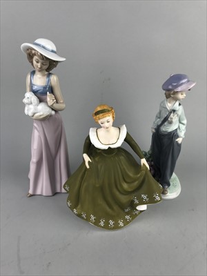Lot 285 - A ROYAL DOULTON FIGURE OF GERALDINE AND TWO OTHER FIGURES