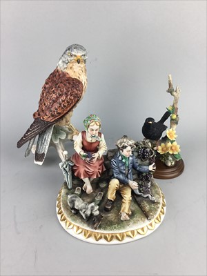 Lot 295 - A GOEBEL FIGURE OF A BIRD, TWO OTHER FIGURES, A FRANKLIN MINT VASE AND OTHER CERAMICS