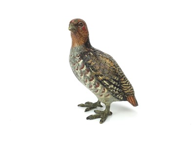 Lot 1608 - A COLD PAINTED BRONZE FIGURE OF A PARTRIDGE