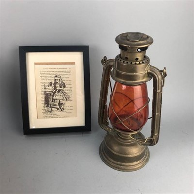 Lot 109 - AN ART DECO SERVING TRAYALONF WITH OTHER ITEMS TO INCLUDE OIL LAMPS