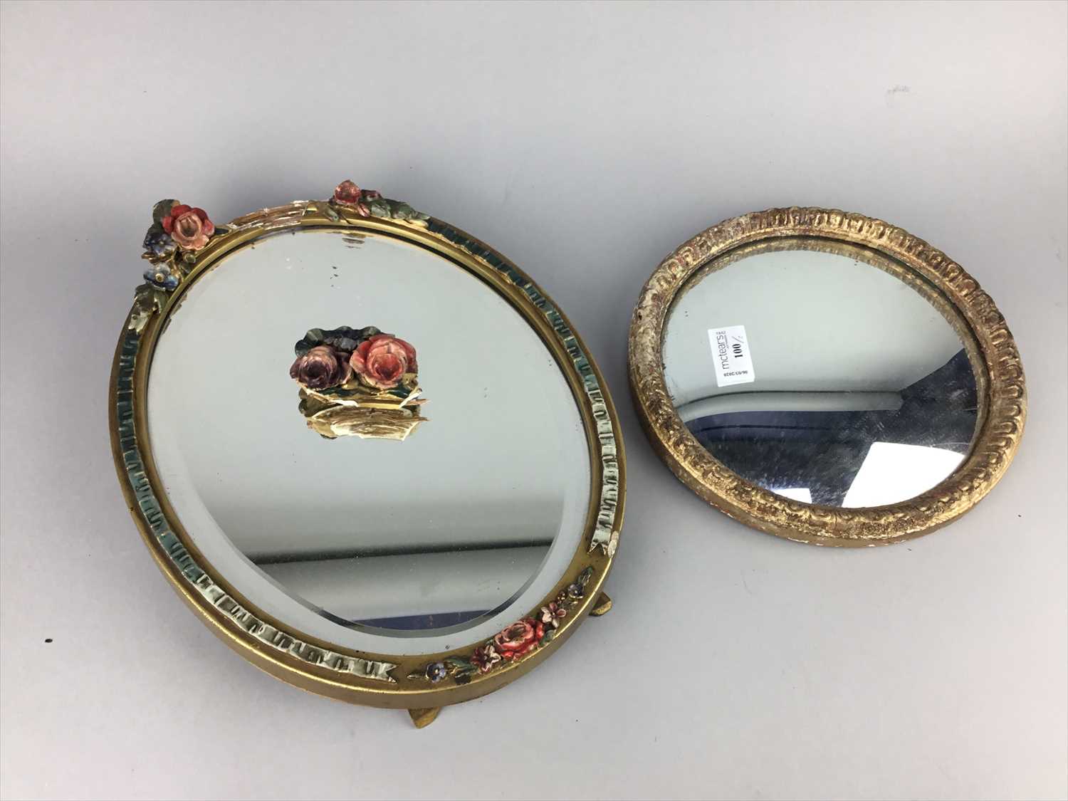 Lot 100 - A BARBOLA DRESSING TABLE MIRROR ALONG WITH A CONVEX MIRROR