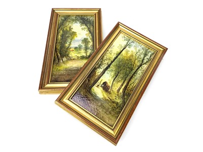 Lot 1036 - A PAIR OF HAND PAINTED CERAMIC PLAQUES BY WILLIAM YALE