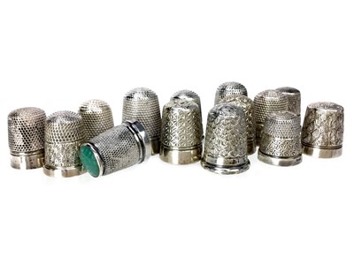 Lot 445 - A LOT OF FOURTEEN CHARLES HORNER SILVER THIMBLES
