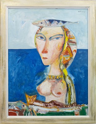 Lot 567 - WOMAN OF THE SEA, AN OIL BY JOHN BELLANY