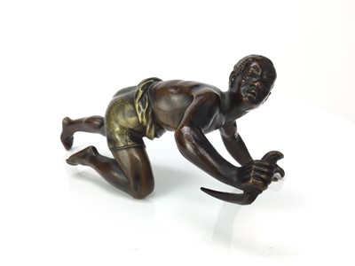 Lot 1605 - A COLD PAINTED BRONZE OF A MAN, BY FRANZ BERGMAN