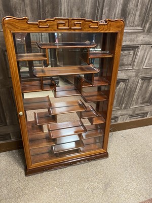 Lot 770 - A 20TH CENTURY CHINESE WALL MOUNTING DISPLAY CABINET