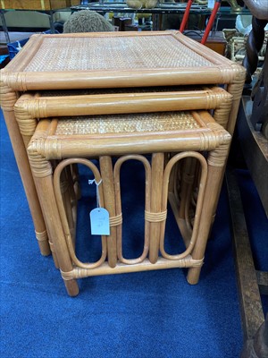 Lot 317 - A NEST OF TABLES AND A SIMILAR MAGAZINE RACK