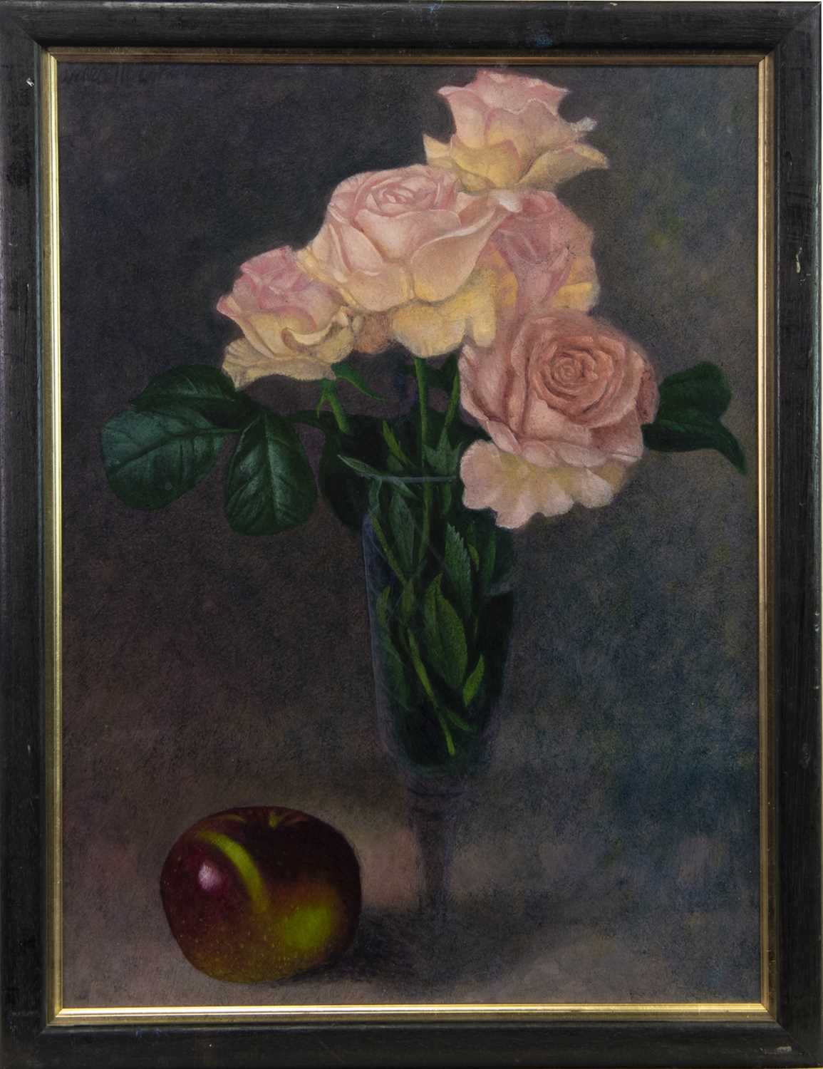 Lot 658 - APPLES AND ROSES, AN OIL BY JAMES MCDONALD