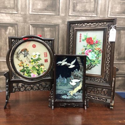Lot 410 - A LOT OF THREE CHINESE TABLE SCREENS