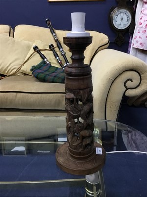 Lot 430 - AN AFRICAN CARVED WOOD TREE OF LIFE