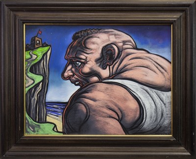 Lot 719 - RED FLAG, A PASTEL BY PETER HOWSON