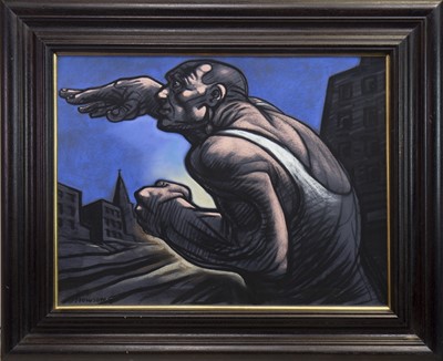 Lot 717 - MEAN CITY, A PASTEL BY PETER HOWSON