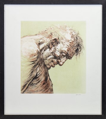 Lot 715 - DESTITUTE, A COLOUR ETCHING BY PETER HOWSON