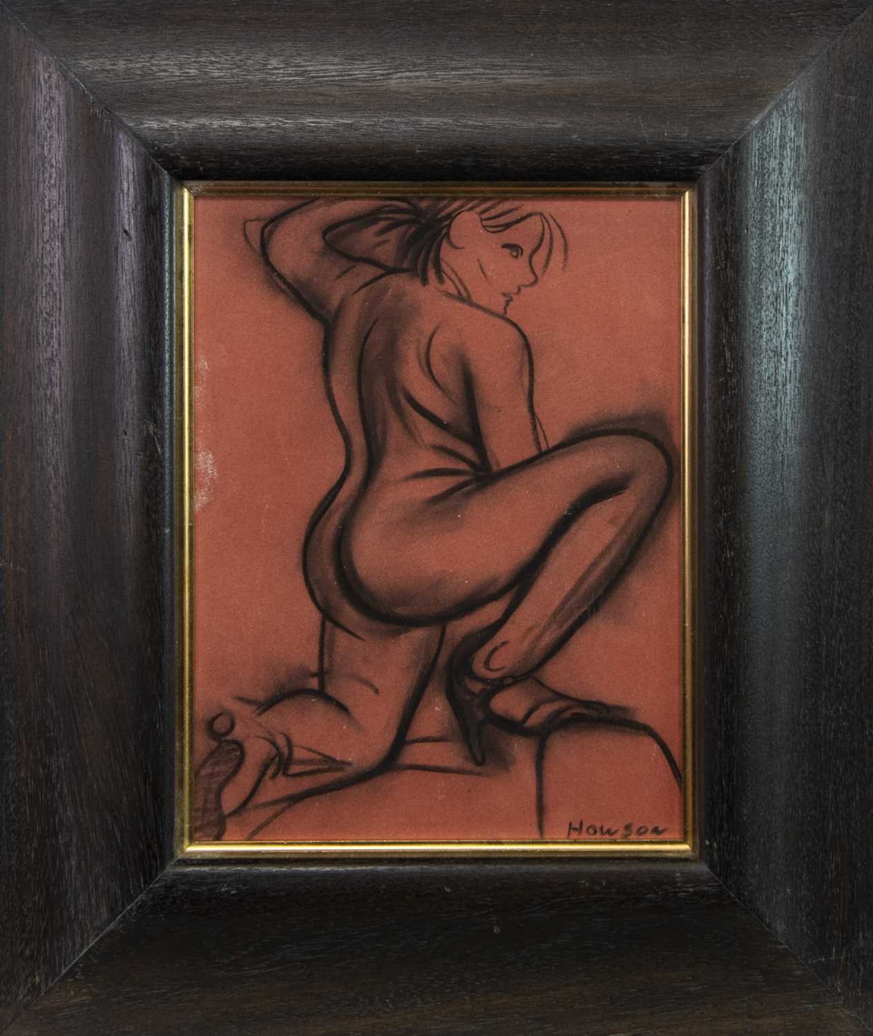 Lot 730 - STILETTOS, A CHARCOAL BY PETER HOWSON