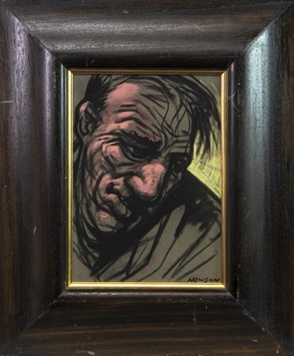 Lot 732 - STUDY OF A MAN, A PASTEL BY PETER HOWSON