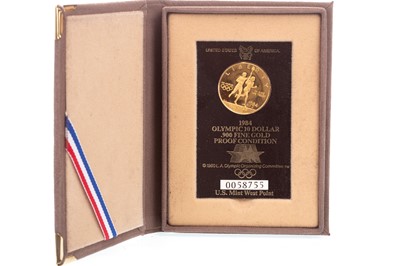 Lot 86 - A GOLD 1984 OLYMPIC COIN