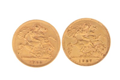 Lot 99 - TWO GOLD HALF SOVEREIGNS, 1900 AND 1907