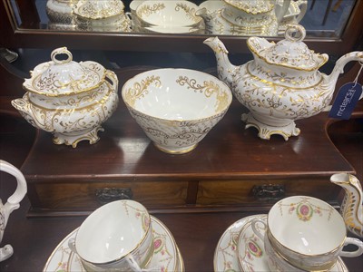 Lot 481 - A VICTORIAN TEA POT AND SUGAR BASIN AND OTHER CERAMICS