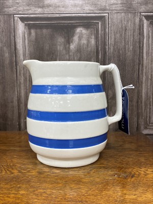 Lot 489 - A STAFFORDSHIRE BLUE STRIPED JUG AND OTHER CERAMICS