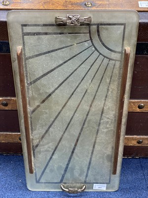 Lot 493 - AN ART DECO RECTANGULAR GLASS TRAY