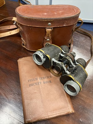 Lot 440 - A PAIR OF FRENCH WWII BINOCULARS AND A 1932 FIELD SERVICE POCKET BOOK