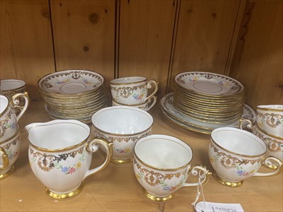 Lot 443 - A BELL CHINA FLORAL AND GILT PART TEA SERVICE