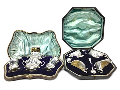Lot 454 - A LOT OF TWO CASED SILVER CRUET SETS