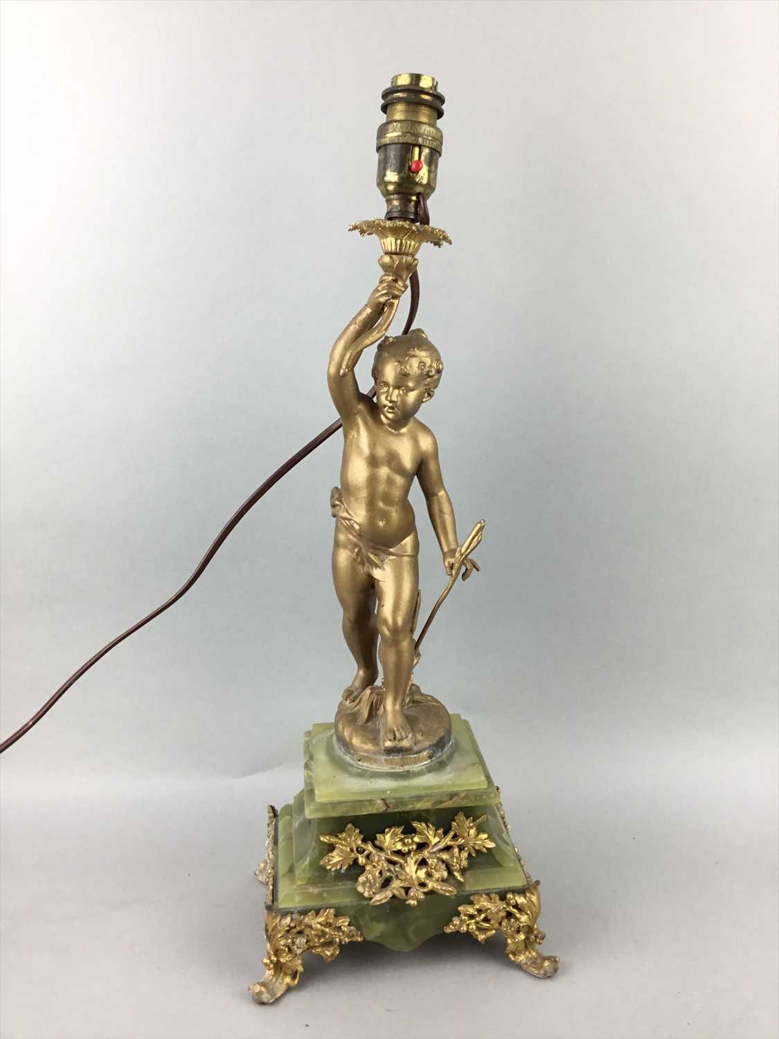 Lot 58 - A TABLE LAMP MODELLED AS A CHERUB AND TWO OTHERS
