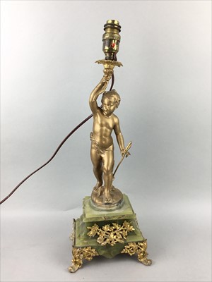 Lot 58 - A TABLE LAMP MODELLED AS A CHERUB AND TWO OTHERS