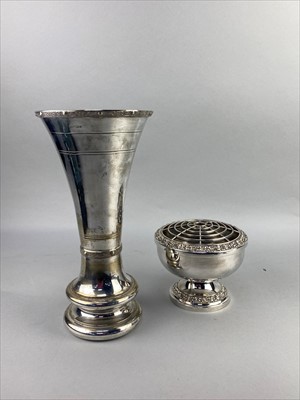 Lot 67 - A PAIR OF 19TH CENTURY SILVER PLATED CANDLESTICKS ALONG WITH OTHER PLATED WARES