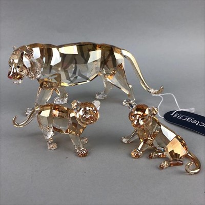 Lot 51 - A SWAROVSKI LIONESS AND TWO CUBS