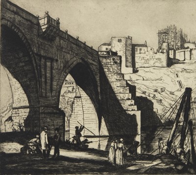 Lot 32 - ST MARTIN'S BRIDGE, TOLDEO, AN ETCHING BY WILLIAM STRANG