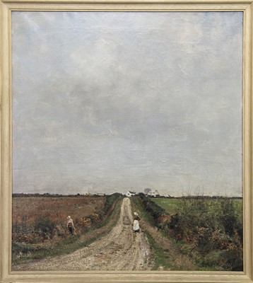 Lot 2 - FIGURE DOWN A COUNTRY PATH, AN OIL BY WILLIAM PAGE ATKINSON