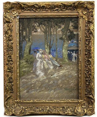 Lot 38 - FASHIONABLE LADIES IN A GARDEN SETTING