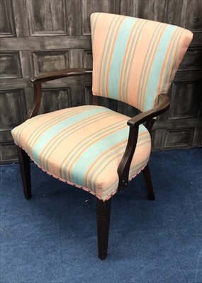 Lot 16 - A PAIR OF OPEN ELBOW CHAIRS