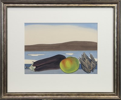 Lot 636 - STILL LIFE, FARA SUNSET, ORKNEY, A WATERCOLOUR BY BET LOW